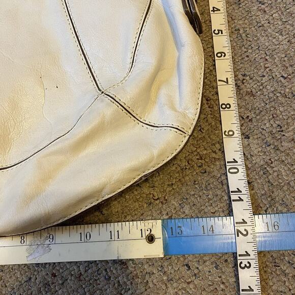 Michael Kors Ivory Smooth Leather White Stitching Hobo Shoulder Bag Y2K Office - Picture 2 of 9